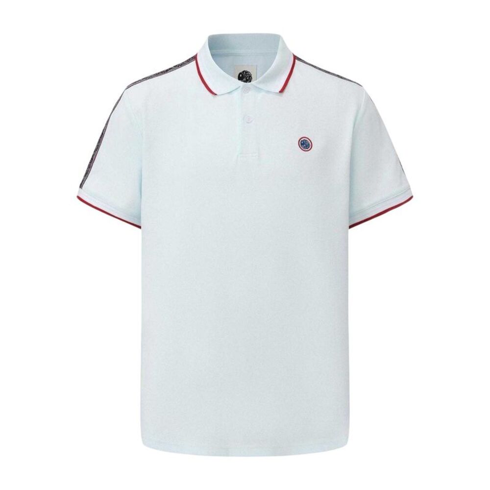 Pretty Green Mens Logo Taped Polo Shirt / Light Blue